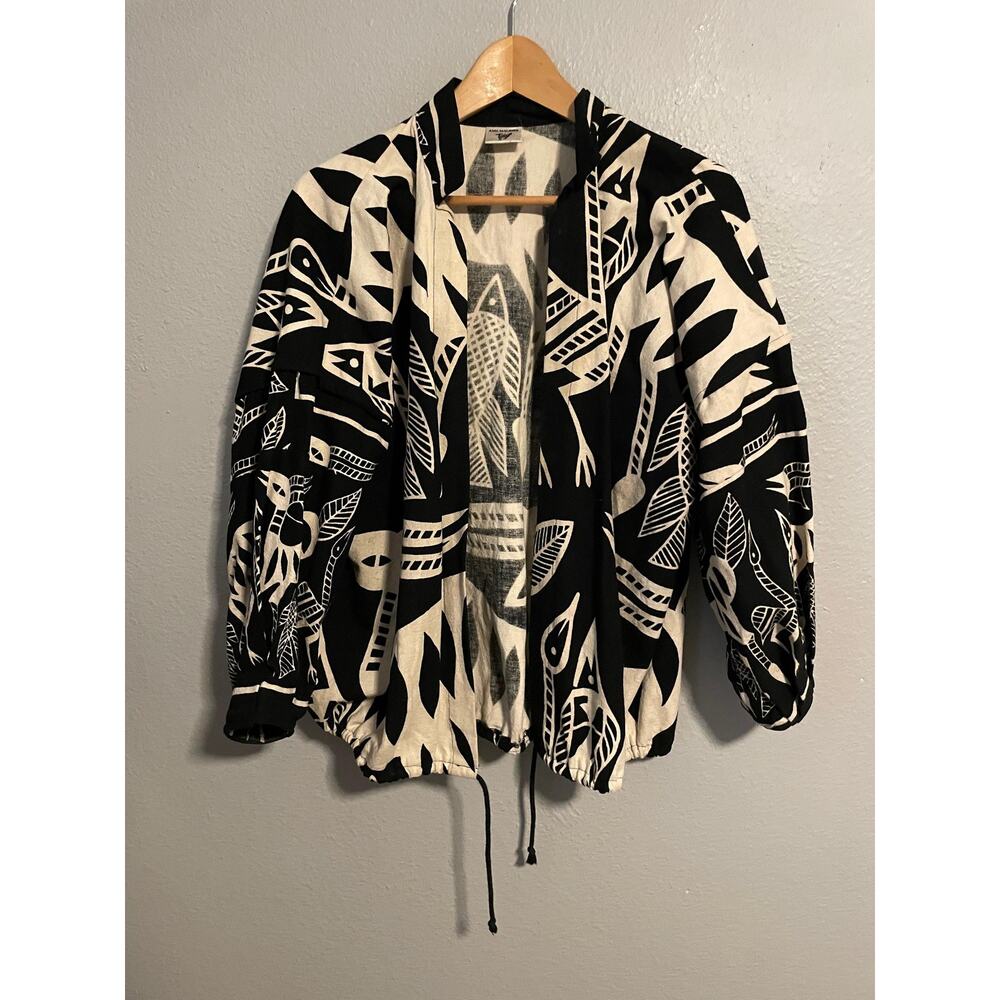 Vintage Ann Maurice Jacket Womens Medium Tribal Animal Print Open Artsy Boho